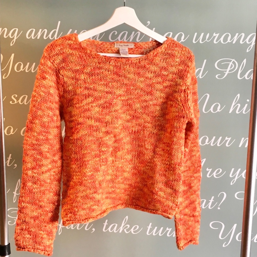 FREE PEOPLE ANTRO ORANGE KNIT SWEATER